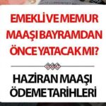 EMEKLİ VE MEMUR MAAŞI ÖDEME TARİHİ VE GÜNLERİ 2025 HAZİRAN (Tahsis numarasına göre)| Memur ve emekli maaşları ne zaman yatacak, SSK, Bağkur, Emekli Sandığı maaşları bayramdan önce yatacak mı? 4/A, 4/B, 4/C (SSK – Bağkur) Emekli ve memur aylığı ayın kaçında verilecek?